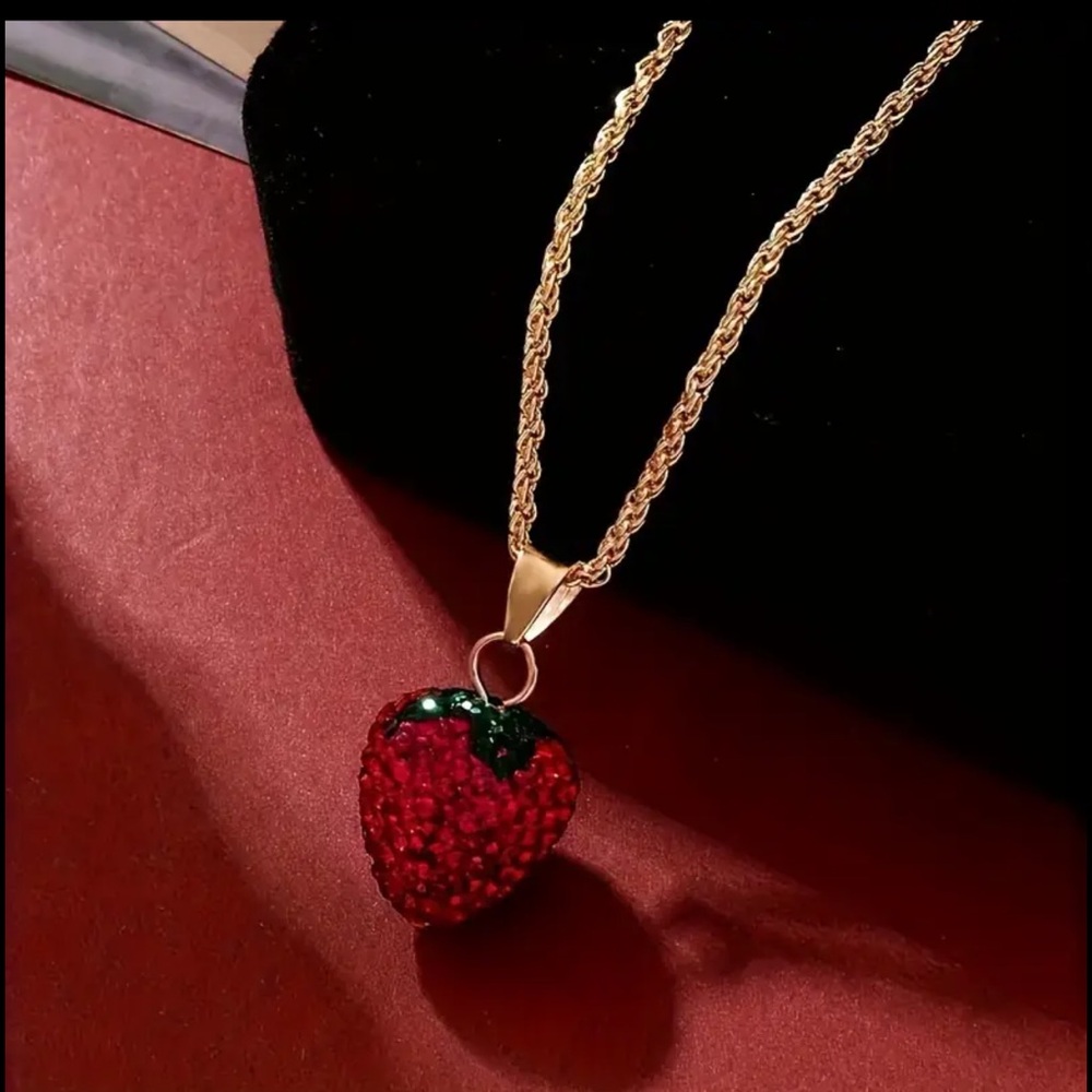Strawberry Bling Pendant Necklace